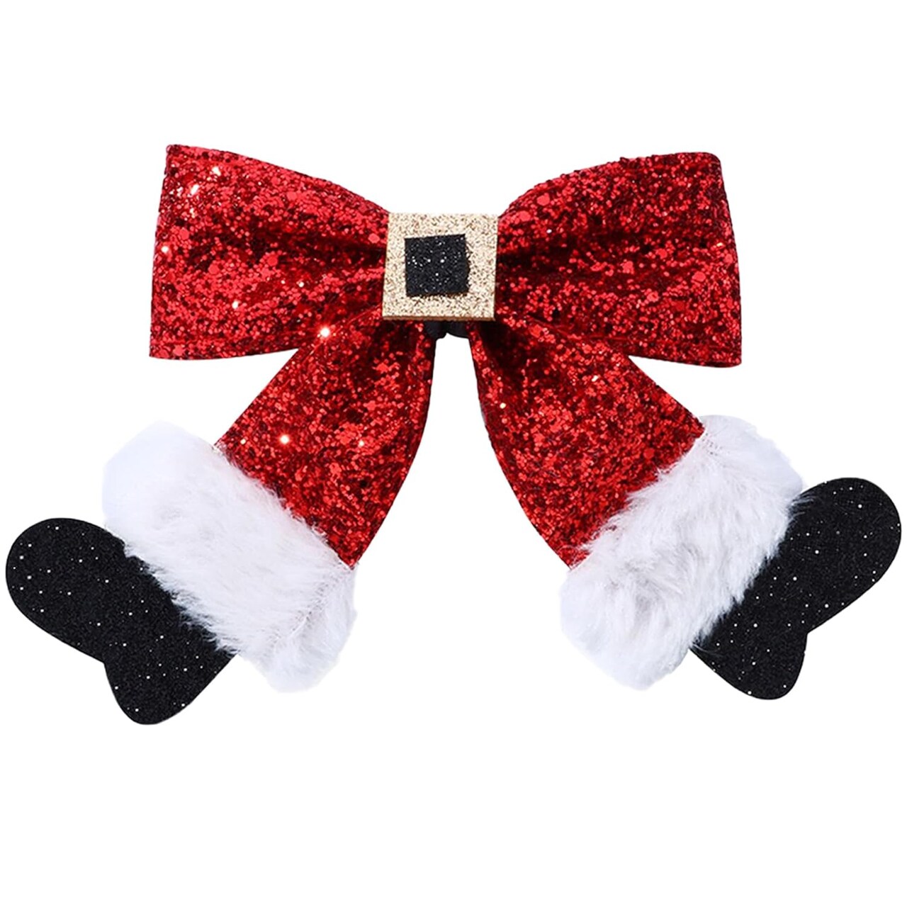 Christmas Hair Clip - Sparkly Sequin Red Big Bow Christmas Stocking Hair Clip Hairpin Hair Bow Clip Glitter Bows Barrettes Christmas Hair Accessories for Girls Women Xmas Party Gifts